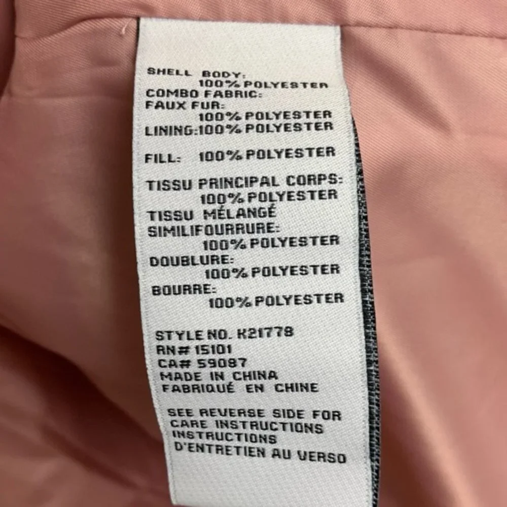 Kate Spade Light Pink Mixed Media Hooded Quilt Coat